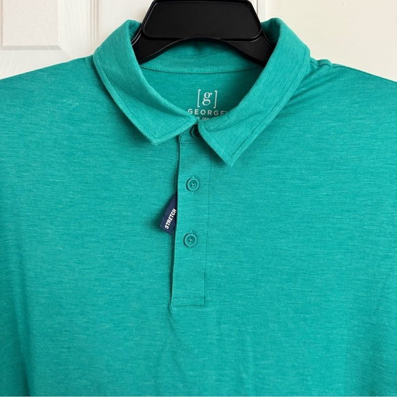 George Men's XL Poly Polo Shirt Tropical Jade Heather Short Sleeve Stretch Golf - Picture 5 of 10